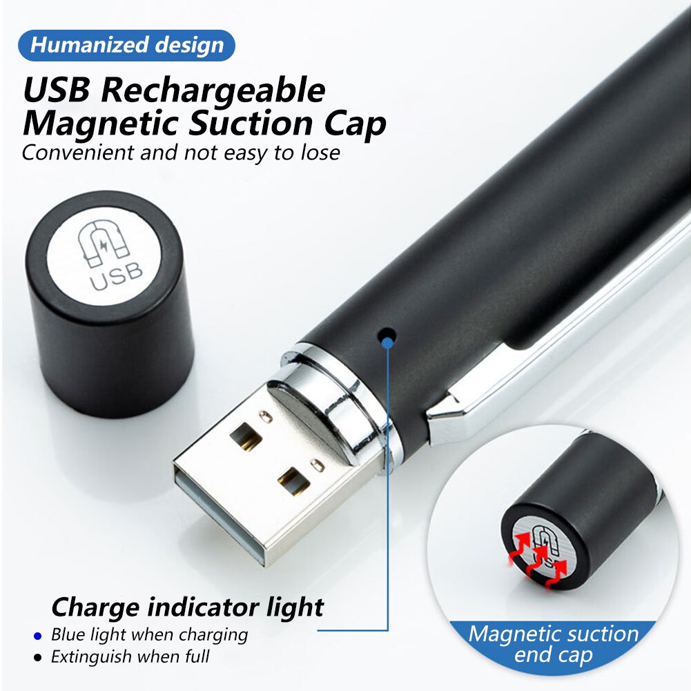 미니 USB 충전식 의료 핸디 펜 라이트, 미니 간호 손전등 충전식 의료 핸디 펜 라이트 스케일 포함